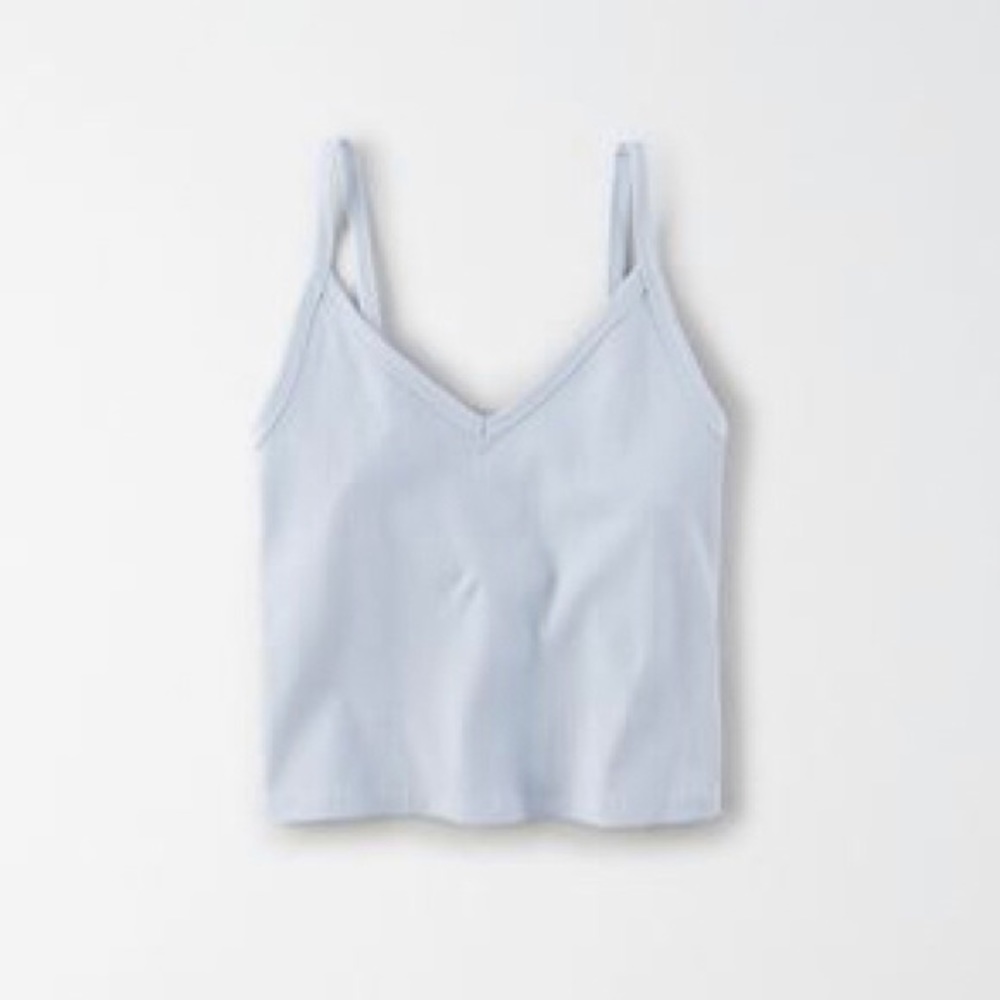 ae ribbed v-neck cropped cami light blue